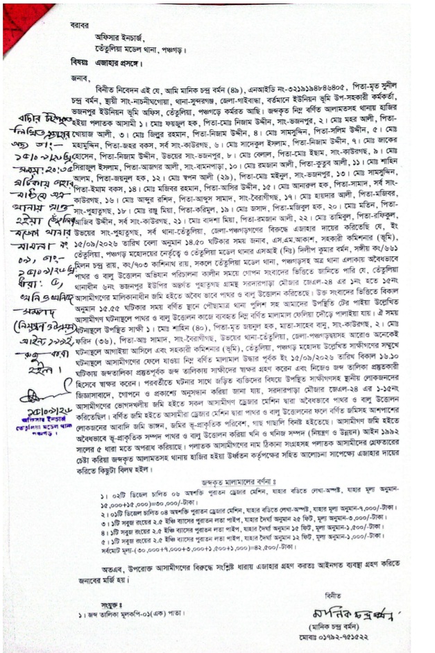 মামলার এজাহার।