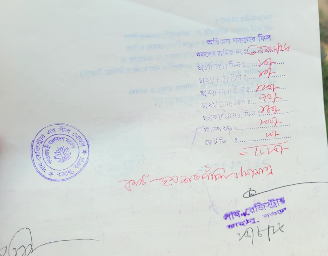 প্রতিটির নকলের সরকারি ফি ৬২৫ টাকা।