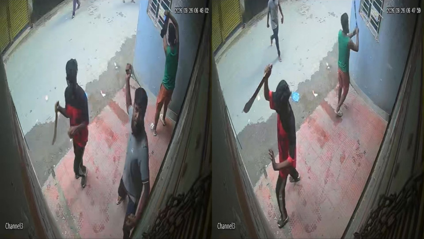 আদাবরের শ্যামলী হাউজিংয়ে ব্যবসায়ী আমিনুর রহমানের আটতলা ভবনে হামলার সিসিটিভি ফুটেজ।