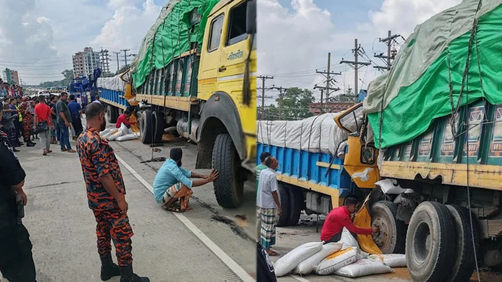 বগুড়ায় দাঁড়িয়ে থাকা ট্রাকে আরেক ট্রাকের ধাক্কা, নিহত ২