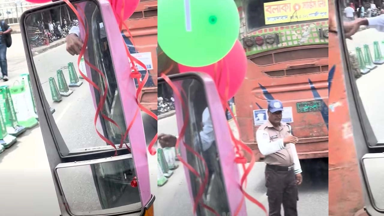 প্রথম দিনেই পিংক বাসে ধাক্কা মেরে জরিমানার মুখে বলাকা
