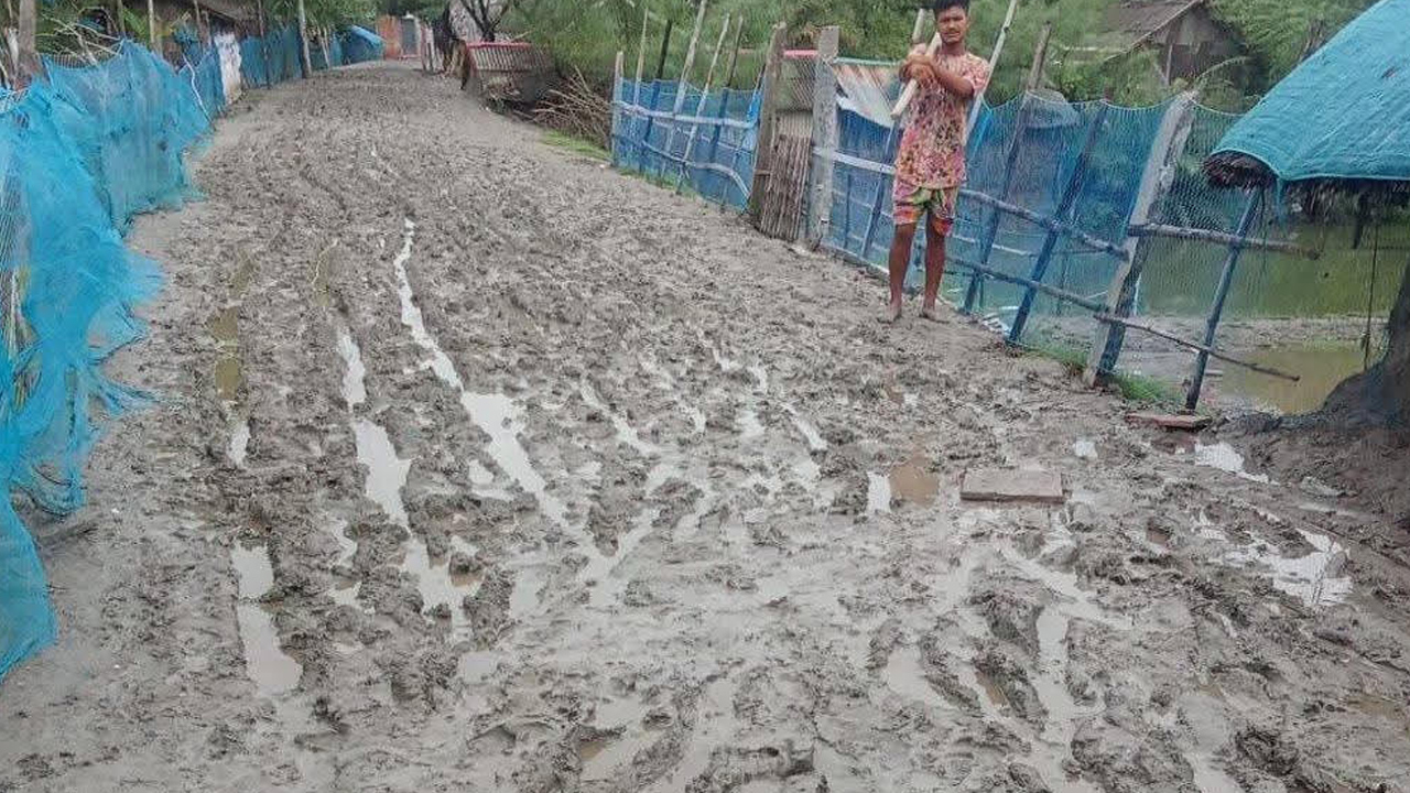 আশাশুনিতে টানা বর্ষণে বিপর্যস্ত ১২ কিমি রাস্তা, দুর্ভোগে চার গ্রামের মানুষ