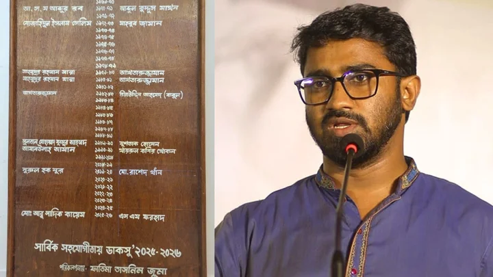 ডাকসুর অনার বোর্ডে ২০১৯ সালের জিএস হিসেবে রাশেদ খাঁনের নাম