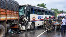 আসামে ট্রাকের পেছনে বিএসএফের বাসের ধাক্কা, আহত ৩২ জওয়ান; নিহত চালক