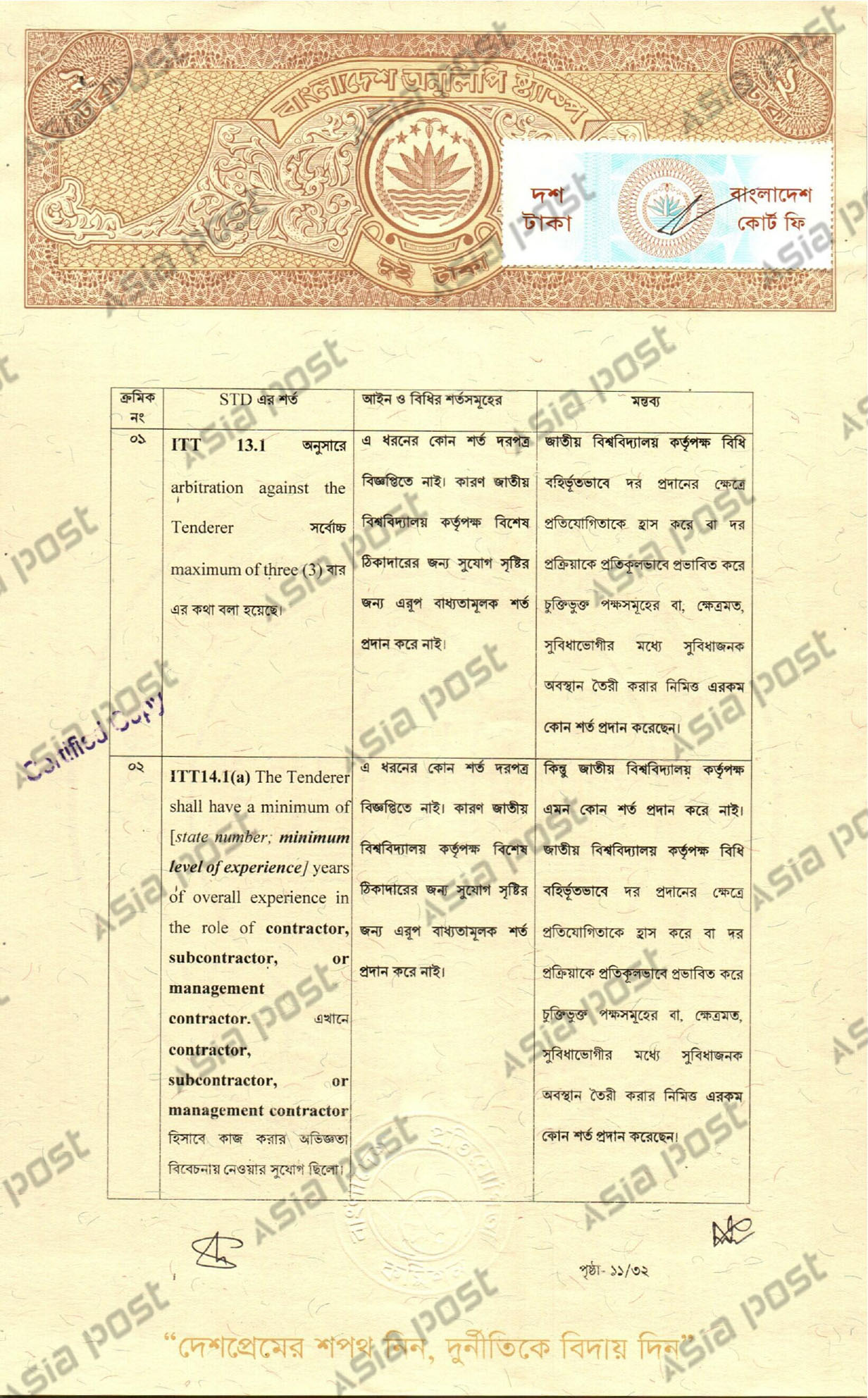 বাংলাদেশ প্রতিযোগিতা কমিশনের স্ট্যাম্প।