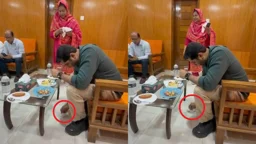 খাওয়ার সময় মেঝেতে পড়া ময়লা নিজেই পরিষ্কার করলেন ববি হাজ্জাজ