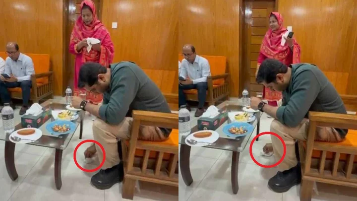 খাওয়ার সময় মেঝেতে পড়া ময়লা নিজেই পরিষ্কার করলেন ববি হাজ্জাজ