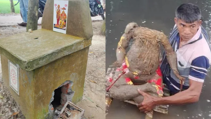 বগুড়ায় মন্দিরে চুরি, ডোবা থেকে প্রতিমা উদ্ধার