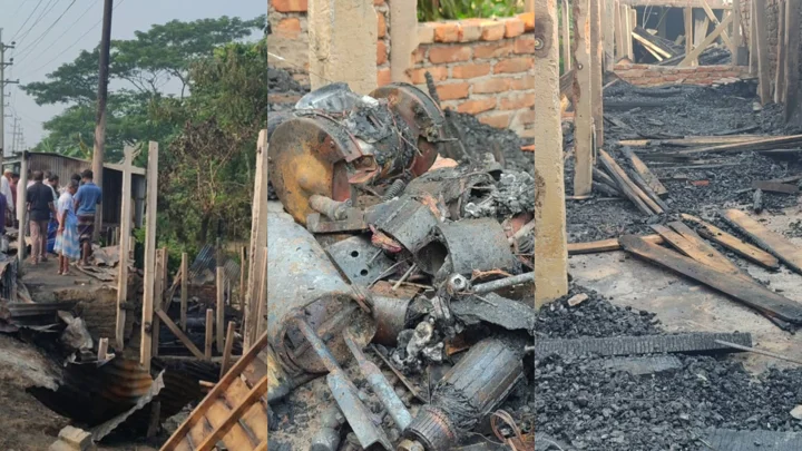 রাতের আগুনে পুড়ল ৬ দোকান, কোটি টাকার ক্ষতির দাবি