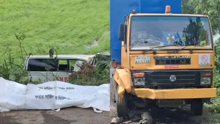 নাটোরে লাশবাহী অ্যাম্বুলেন্স-কাভার্ডভ্যানের সংঘর্ষ, আহত ৮
