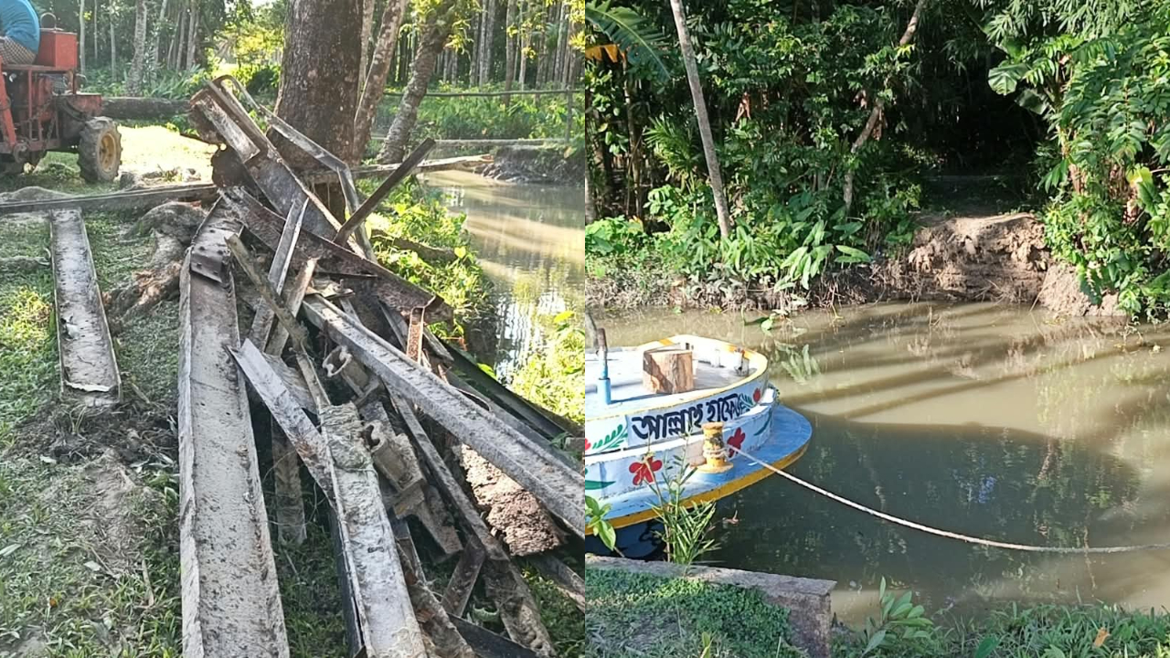 খুলে ফেলা হয়েছে ব্রিজের লোহালক্কড়। ছবি : এশিয়া পোস্ট