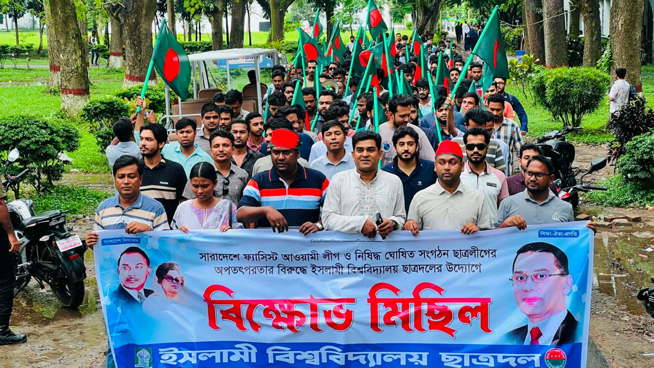আওয়ামী লীগ-ছাত্রলীগের বিরুদ্ধে ইবি ছাত্রদলের বিক্ষোভ