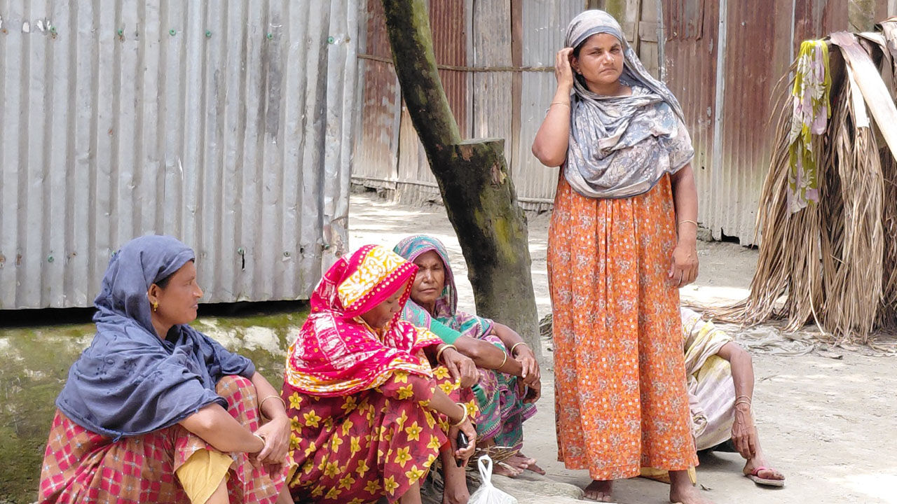 গ্রেপ্তার আতঙ্কে ঘরছাড়া কৃষক সুলতান মোল্লারা। বর্তমানে জমির ফসলের দেখাভাল করার কেউ নেই বলছিলেন স্ত্রী শিউলী বেগম। ছবি : এশিয়া পোস্ট