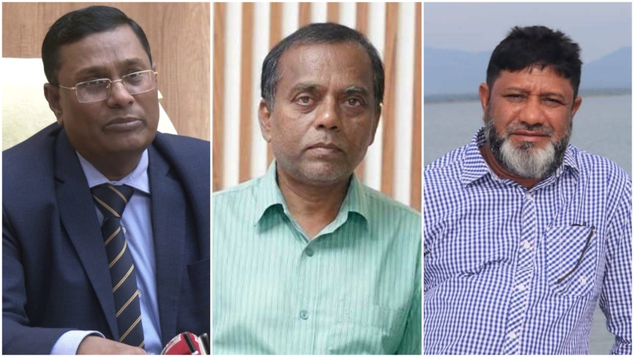 বাঁ থেকে সাবেক পরিচালক ডা. মো. শফিউর রহমান, বর্তমান ভারপ্রাপ্ত পরিচালক ডা. নন্দ দুলাল সাহা এবং স্টোরকিপার মো. রফিকুল ইসলাম। ছবি: সংগৃহীত