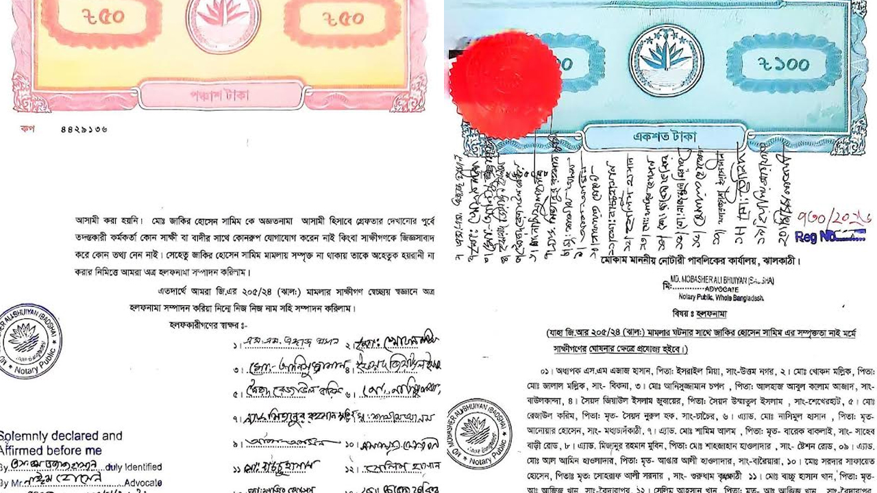 আদালতে দেওয়া হলফনামা। ছবি: সংগৃহীত