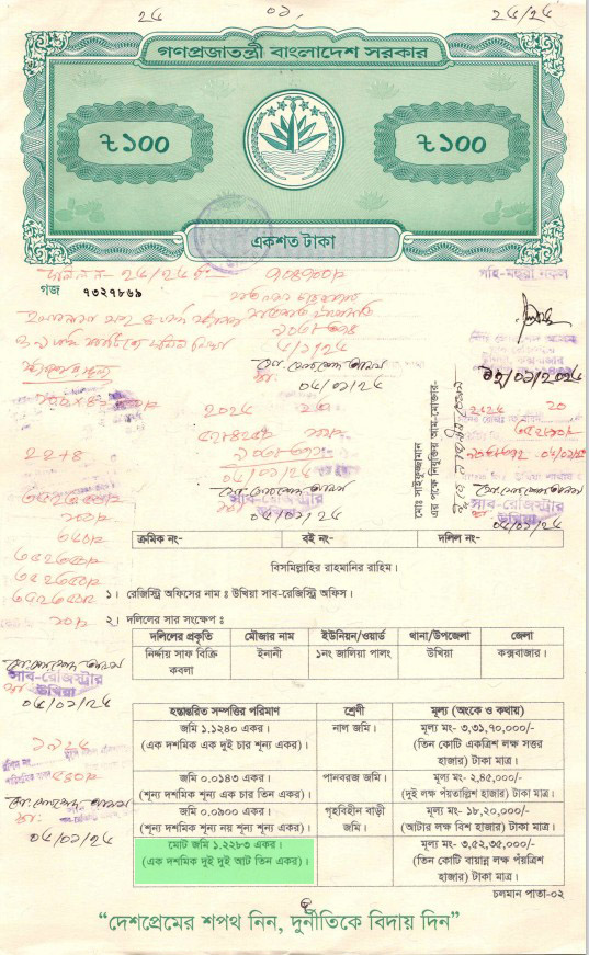 ছুটি বিচ রিসোর্টের দলিল (পৃষ্ঠা-১)।