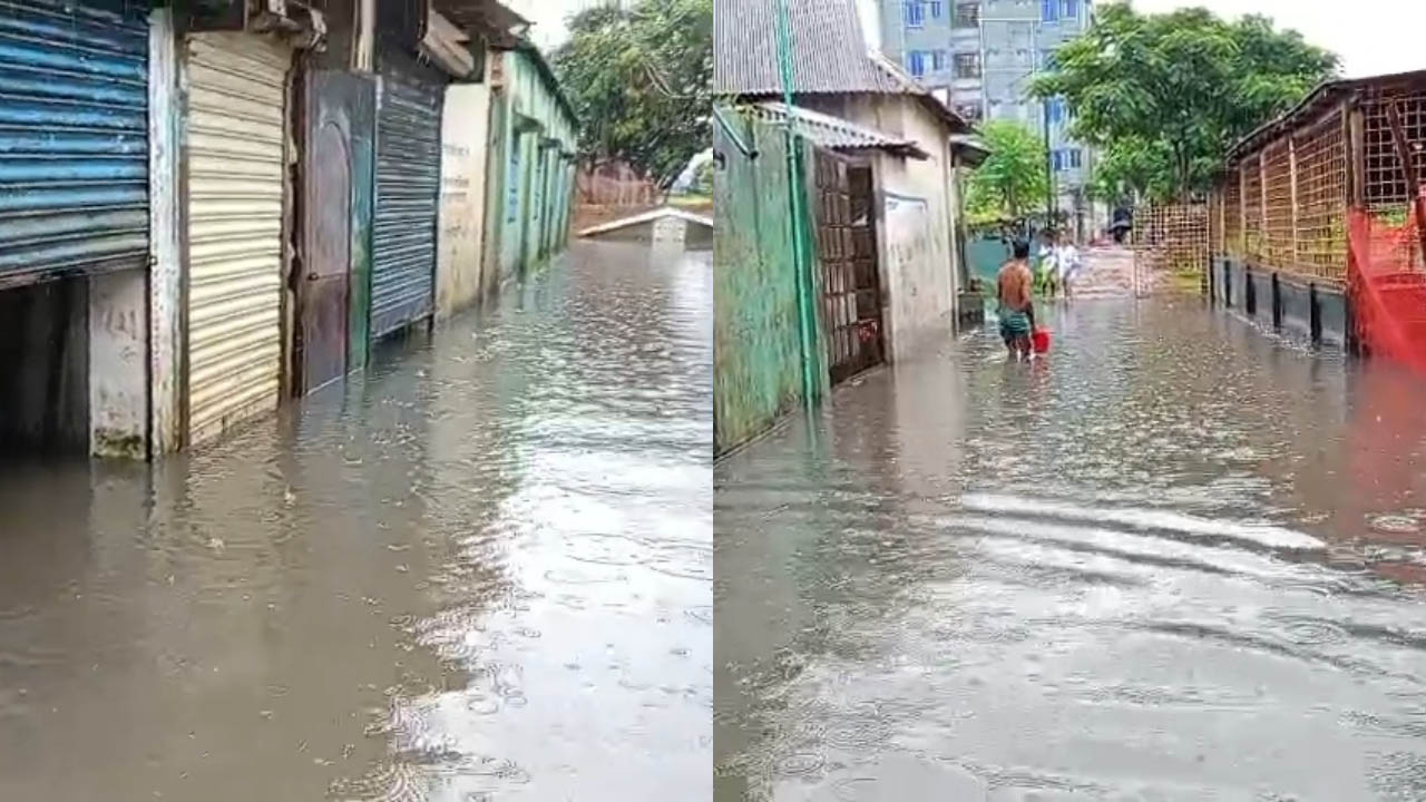 সাভারের বিভিন্ন এলাকার মূল সড়ক থেকে শুরু করে অলিগলিতে থইথই করছে নোংরা পানি। ছবি : এশিয়া পোস্ট