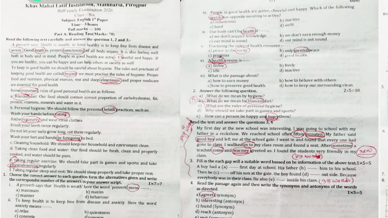 এক প্রশ্নপত্রে ৮০ ভুল