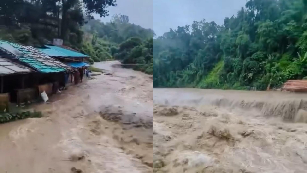 পানি বৃদ্ধি পাওয়ায় থানচির বিভিন্ন পর্যটন স্পটে নৌপথে চলাচল ঝুঁকিপূর্ণ হয়ে পড়েছে। ছবি : এশিয়া পোস্ট কোলাজ