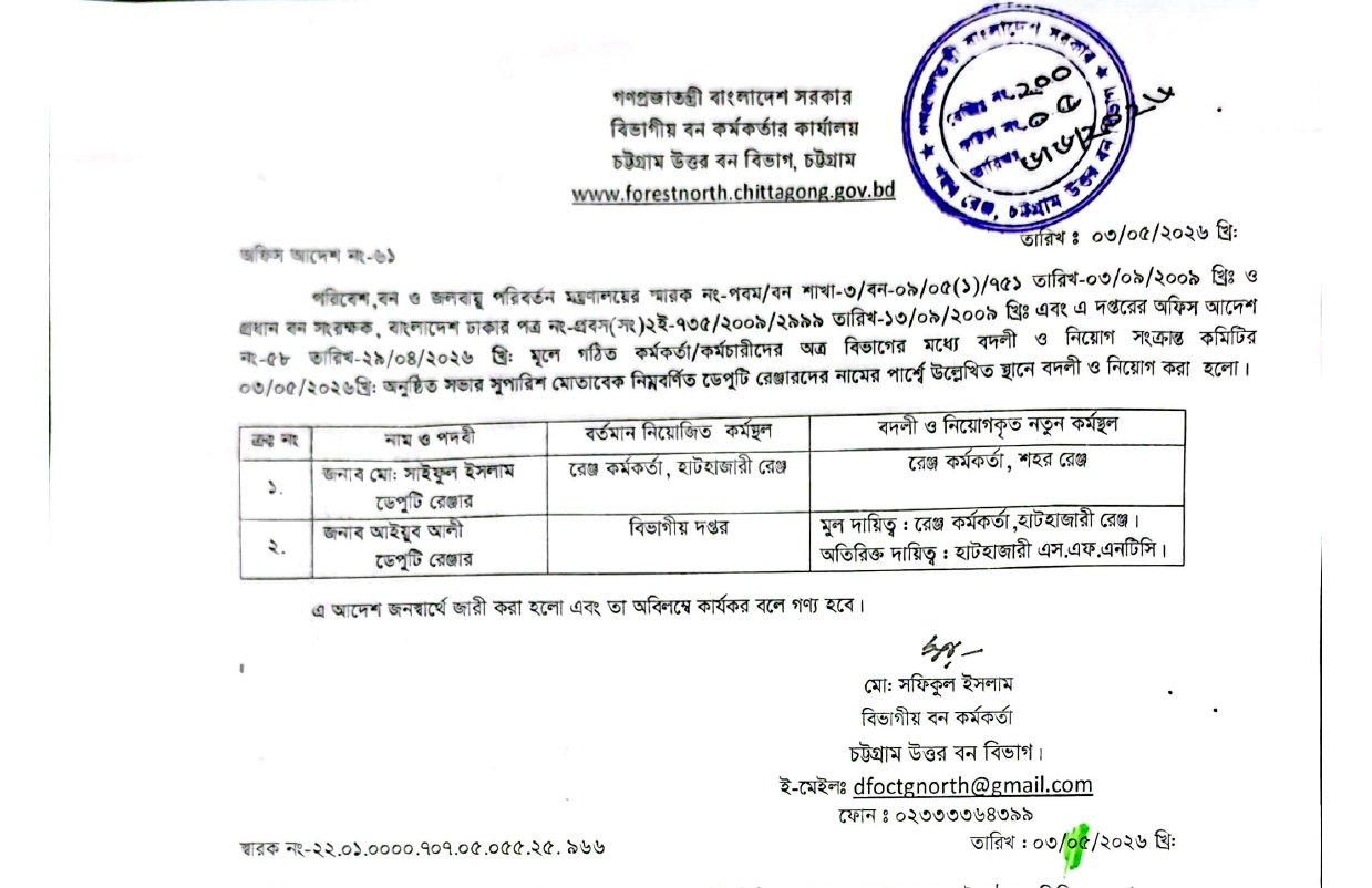 তারিখের হেরফের করা নজিরবিহীন বদলির আদেশ