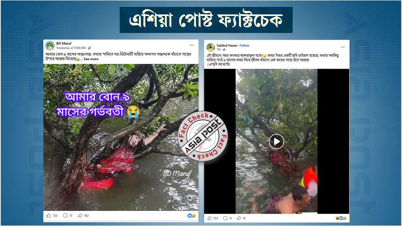 বন্যায় প্রাণ বাঁচাতে গর্ভবতী নারী গাছে উঠছেন দাবিতে প্রচার হচ্ছে হাওরে ভ্রমণের ভিডিও