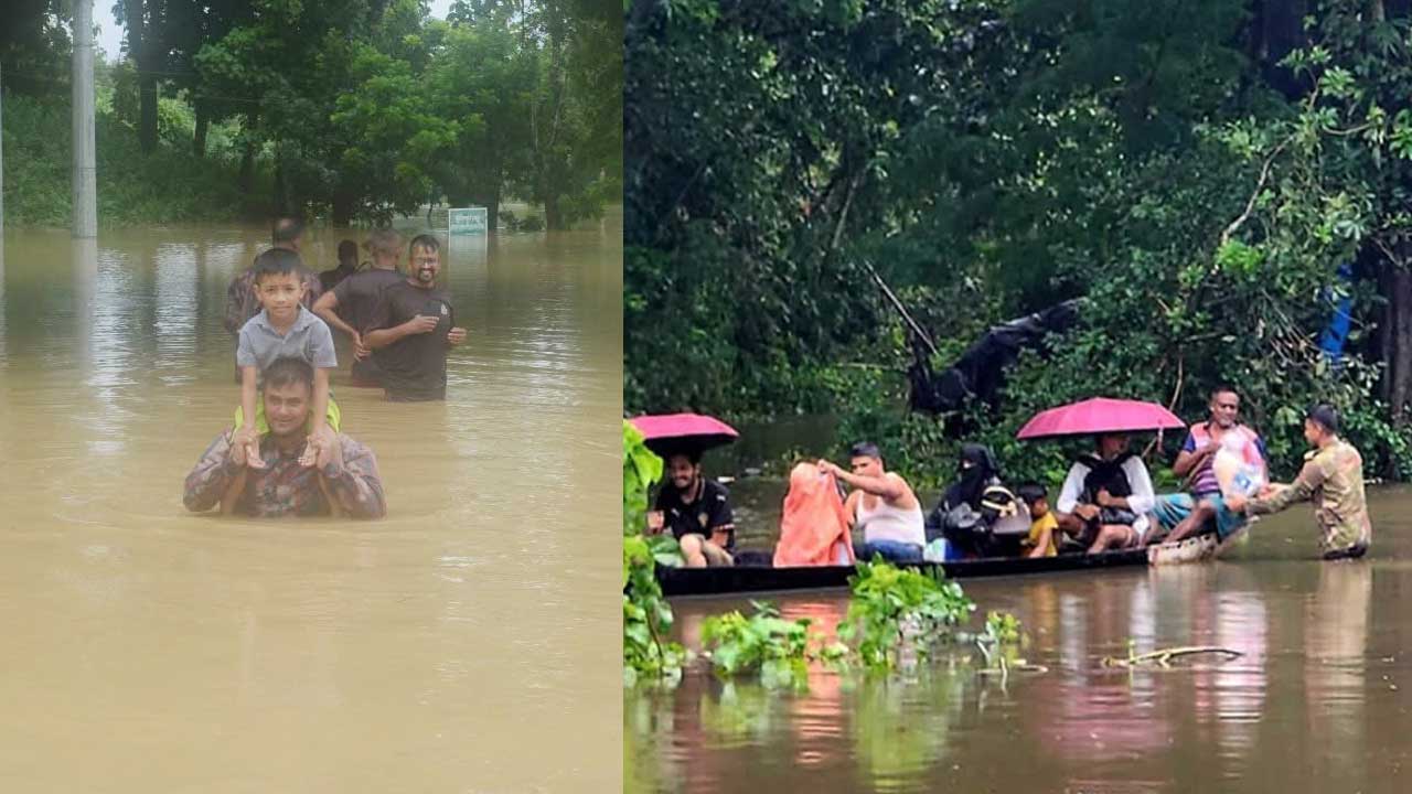 চট্টগ্রাম অঞ্চলে বন্যার্তদের পাশে সেনাবাহিনী ও বিজিবি