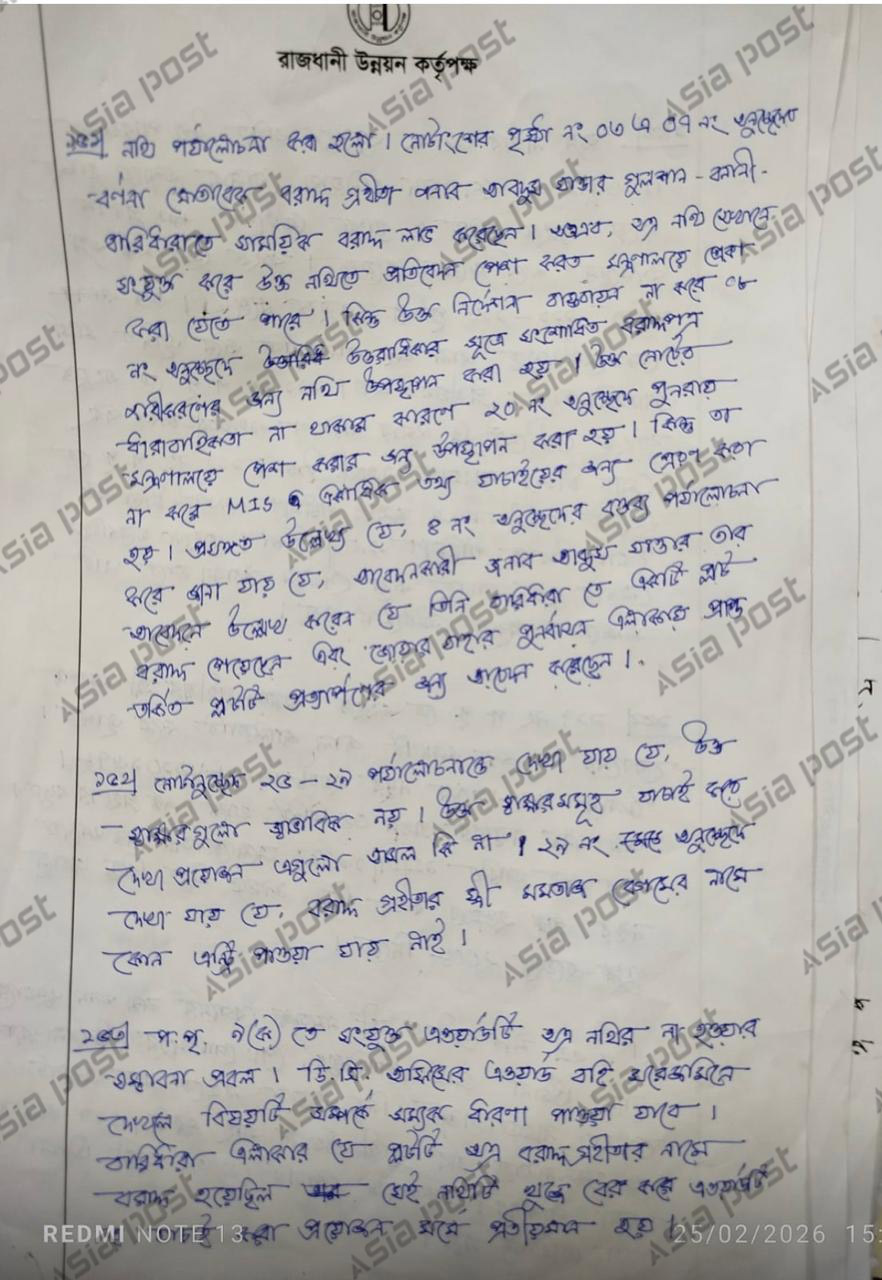 এশিয়া পোস্টের হাতে আসা রাজউকের নথি।