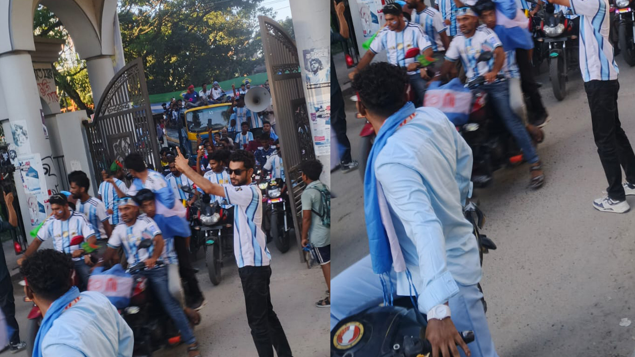 ছাত্রদল নেতার নেতৃত্বে জোর করে ইবিতে ঢুকে আর্জেন্টিনা সমর্থকদের শোভাযাত্রা