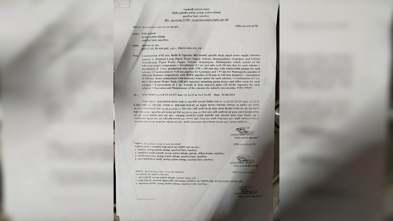প্রকল্পের দরপত্র।
