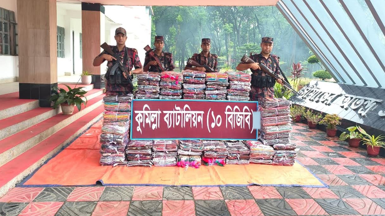 সীমান্তে বিজিবির অভিযানে ৩৪ লাখ টাকার ভারতীয় শাড়ি জব্দ