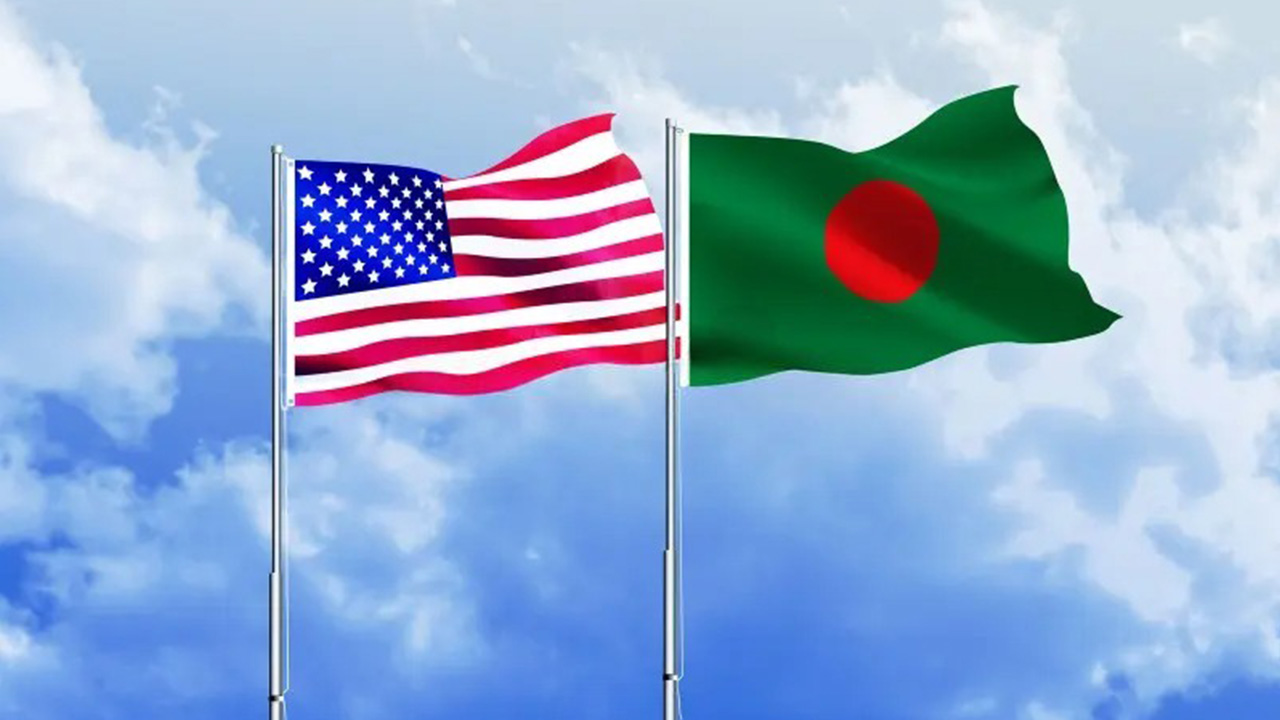 america-bangladesh-flags-together-waving-against-blue-sky-american-flag-317742403
