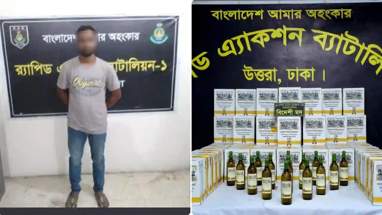 গুলশানে ৪৩২ লিটার বিদেশি মদসহ মাদক কারবারি গ্রেপ্তার