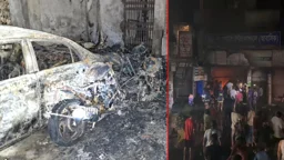 মধ্যরাতে হোটেলে আগুন, পুড়ে ছাই প্রাইভেটকারসহ ১২ মোটরসাইকেল