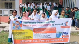 বাগেরহাটে প্রধান শিক্ষকের পদত্যাগের দাবিতে শিক্ষার্থীদের ক্লাস বর্জন-বিক্ষোভ