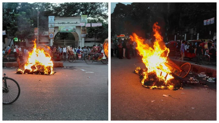 ঢাকা কলেজের সামনে ফুটপাত দখলমুক্ত করতে ছাত্রদলের অভিযান