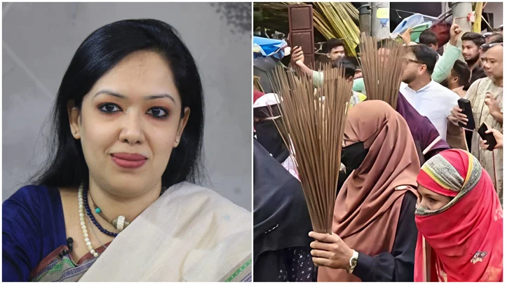 রুমিন ফারহানাকে অবাঞ্ছিত ঘোষণা করে ঝাড়ু মিছিল