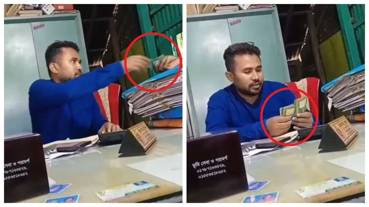 গুনে গুনে ঘুষ নেওয়ার ভিডিও ভাইরাল, সমালোচনার মুখে ভূমি কর্মকর্তা