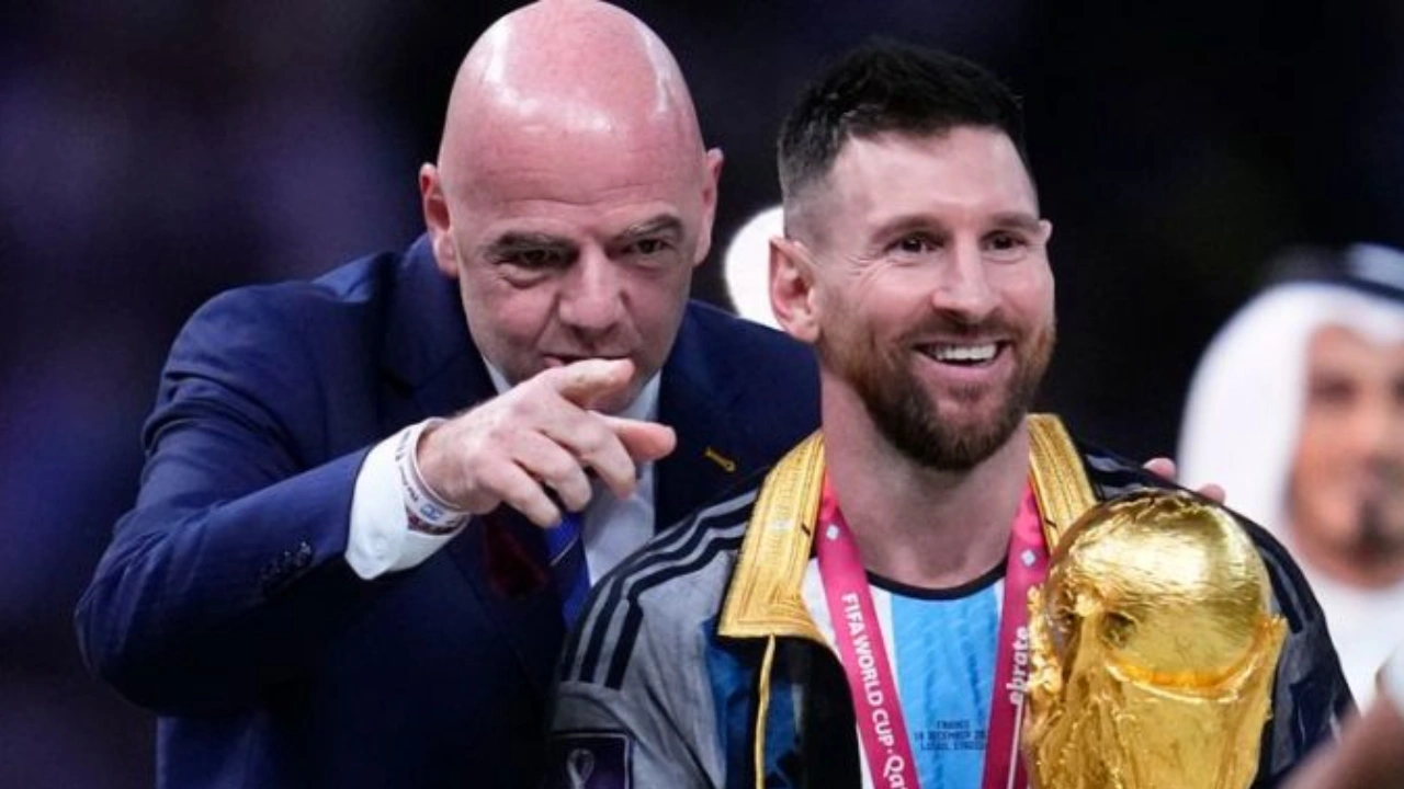 fifa president with messi