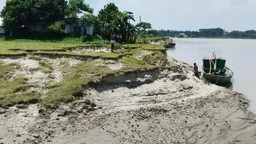 ভাঙতে ভাঙতে গ্রামের প্রায় অর্ধেকই ব্রহ্মপুত্রে