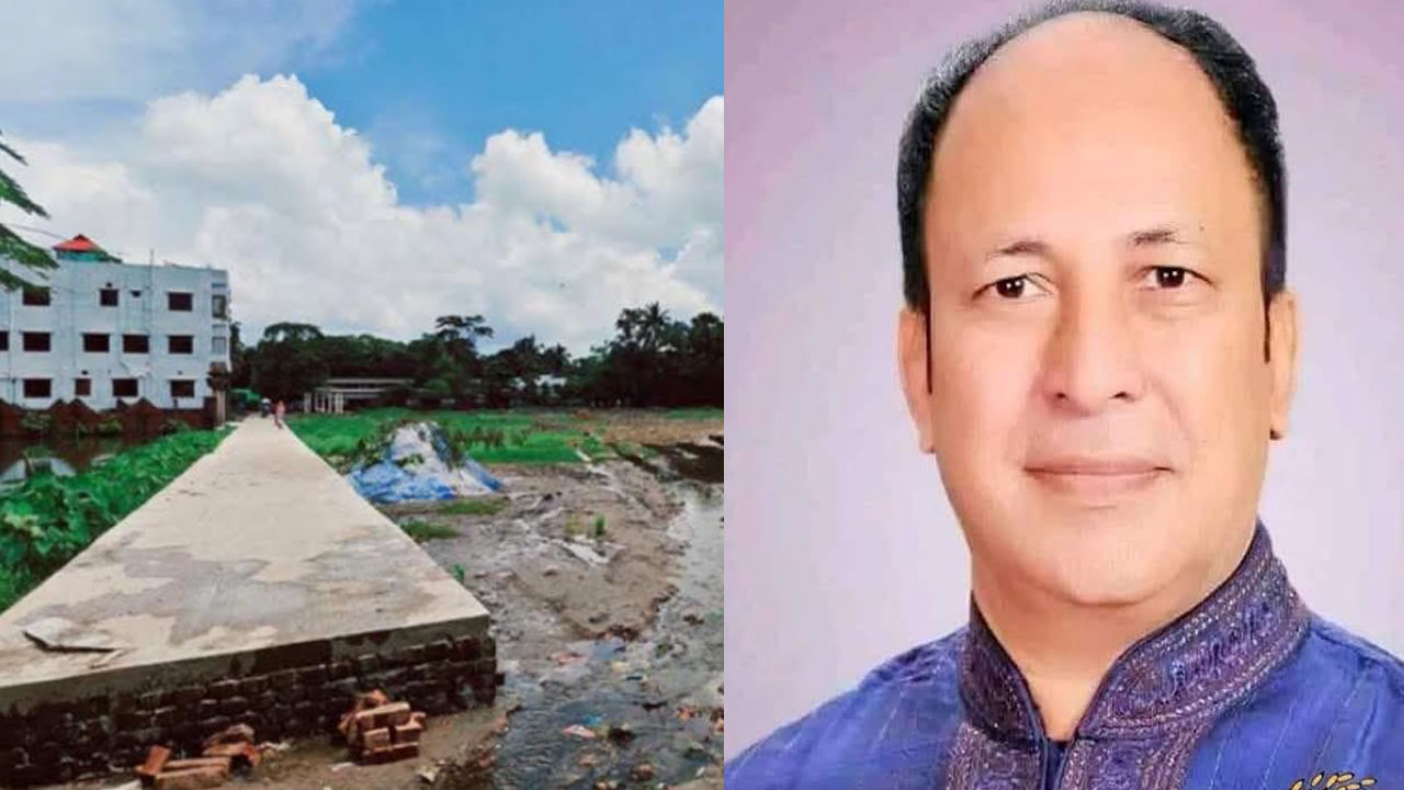 বিএনপির এমপির সুবিধার্থে শতবর্ষী স্কুল মাঠ কেটে রাস্তা নির্মাণের অভিযোগ