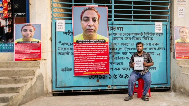 পাওনা আদায়ে দেনাদারের বাড়ির সামনে সাউন্ডবক্স বাজিয়ে ভুক্তভোগীর অনশন