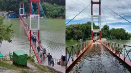 কাপ্তাই হ্রদে ডুবল ঝুলন্ত সেতু, বন্ধ পর্যটক চলাচল