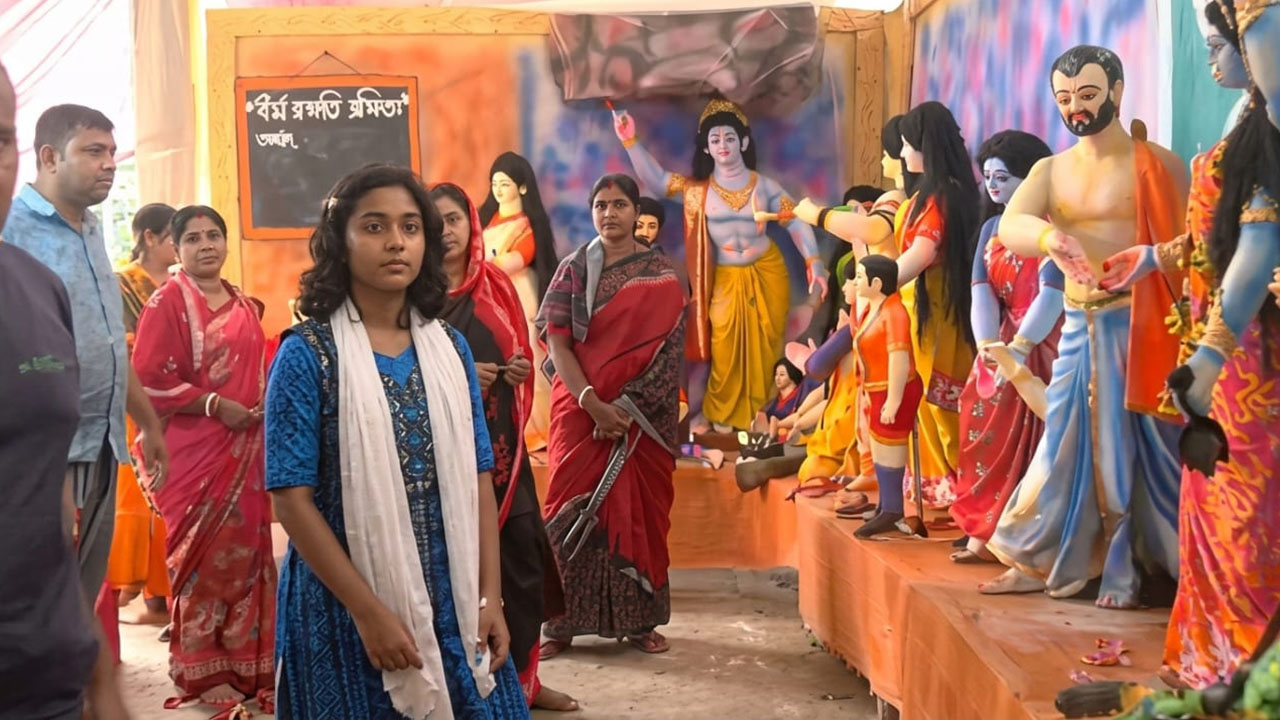৫২ বছর পূর্তিতে ১৫২ প্রতিমা নির্মাণ করছে ডুমুরিয়ার মিকশিমিল সাহাপাড়া সার্বজনীন পূজা মন্দির। ছবি : এশিয়া পোস্ট