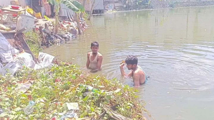 দুই মাদকসেবীকে ধরে পুকুর পরিষ্কার করালেন যুবদল নেতা