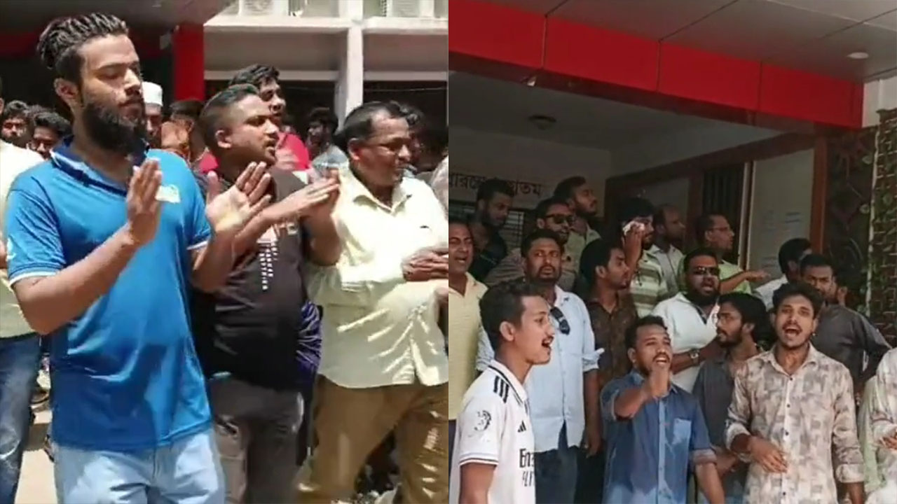 নাটোরে দুই উপজেলায় ইউএনও কার্যালয় ঘেরাও করে ছাত্রদলের বিক্ষোভ