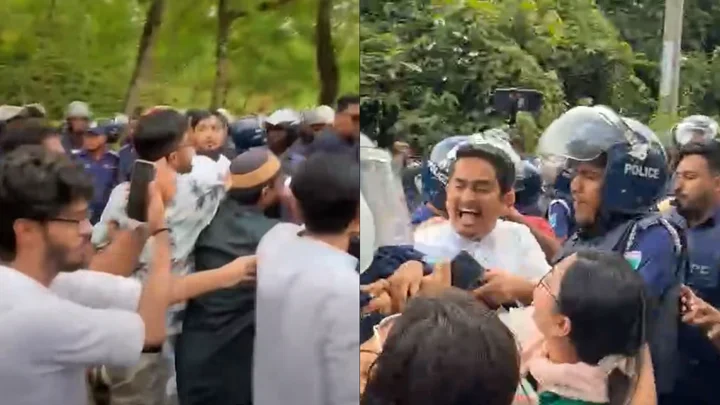 পুলিশের সঙ্গে হাসনাত-নাসীরুদ্দীনের ধাক্কাধাক্কি