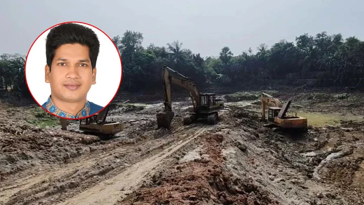 পুকুর খনন প্রকল্পের মাটি গোপনে বিক্রি করে দিচ্ছেন ছাত্রদল নেতা
