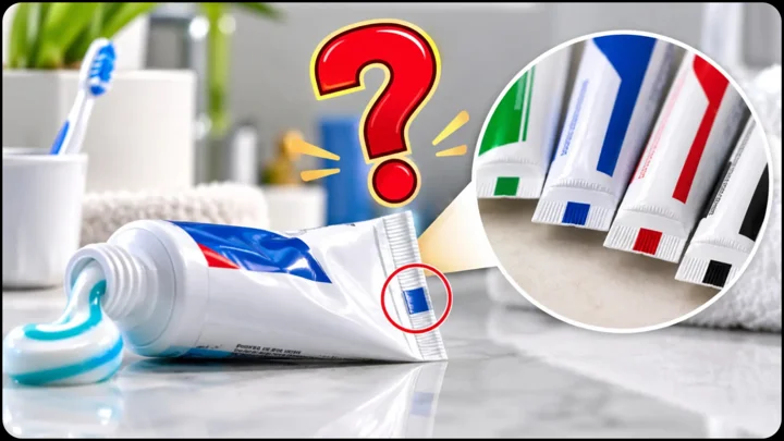 টুথপেস্টের টিউবের নিচে থাকা বিভিন্ন রঙিন দাগের রহস্য কী