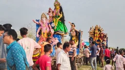 দুই বাংলার মিলনমেলা ছাড়াই ইছামতীতে প্রতিমা বিসর্জন