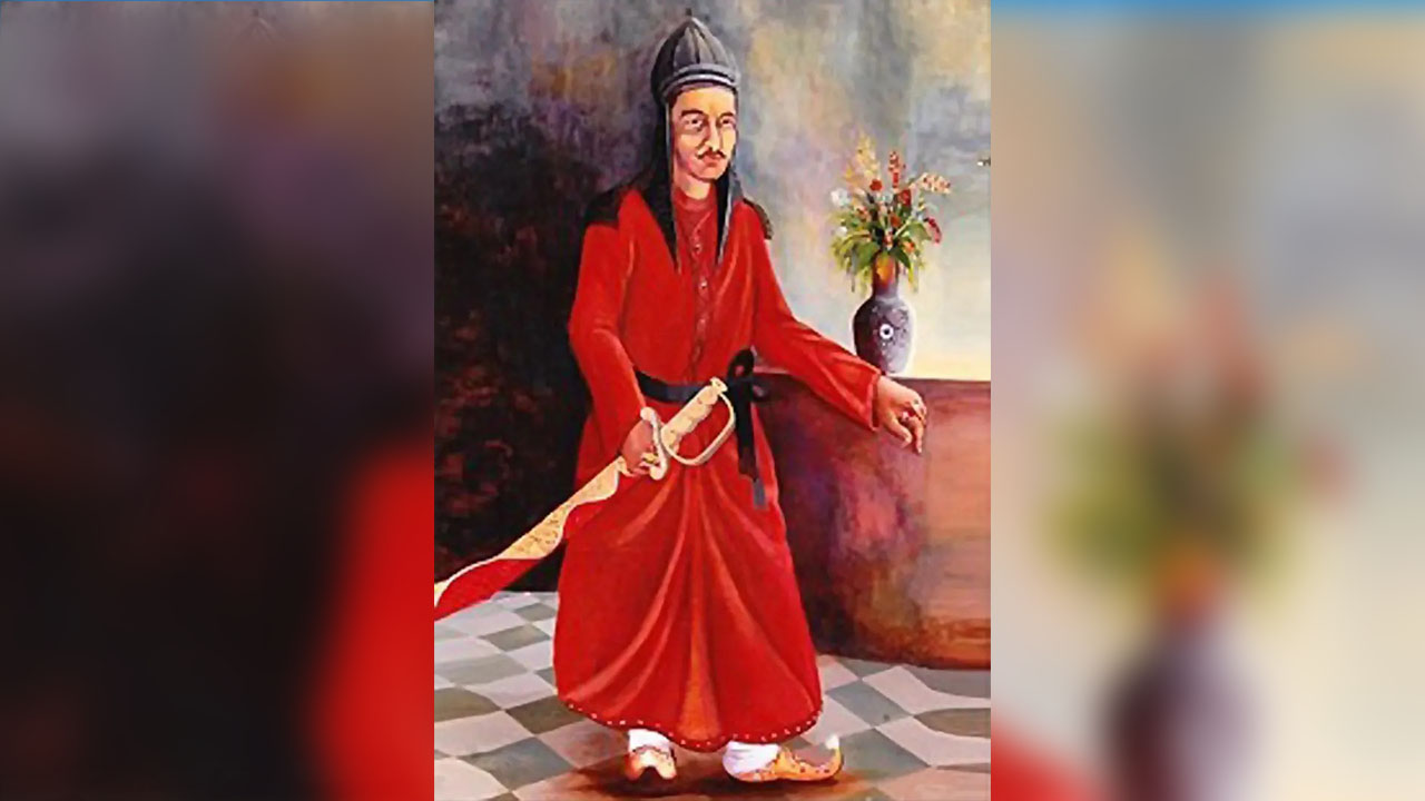 প্রতিকৃতিতে শমসের গাজী। ছবি: এশিয়া পোস্ট